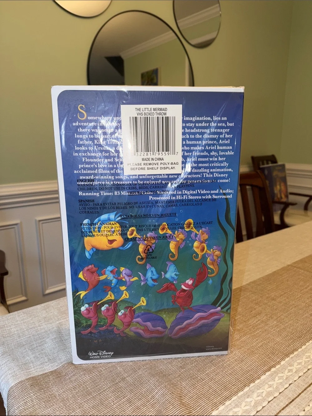 Disney Little Mermaid VHS Boxed Touch Throw Blanket